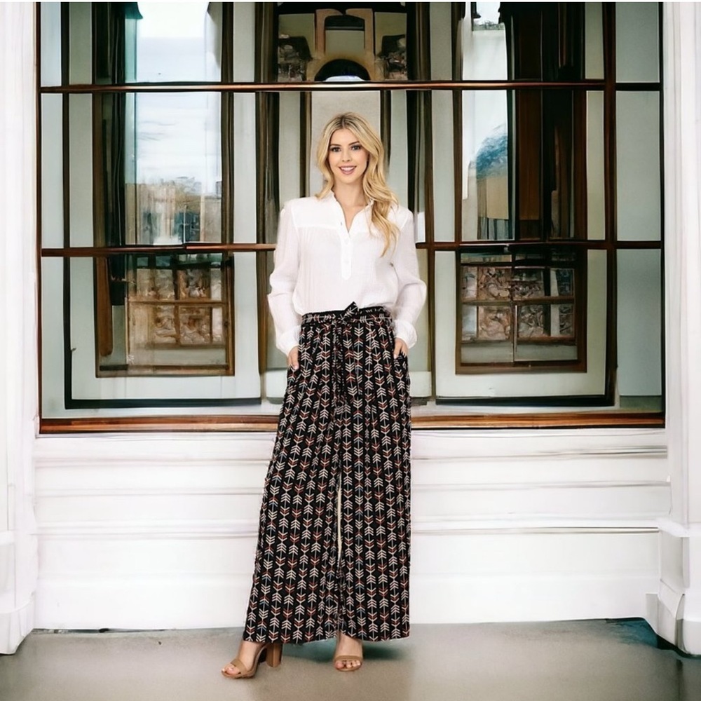 Printed Wide Leg Flare Pant